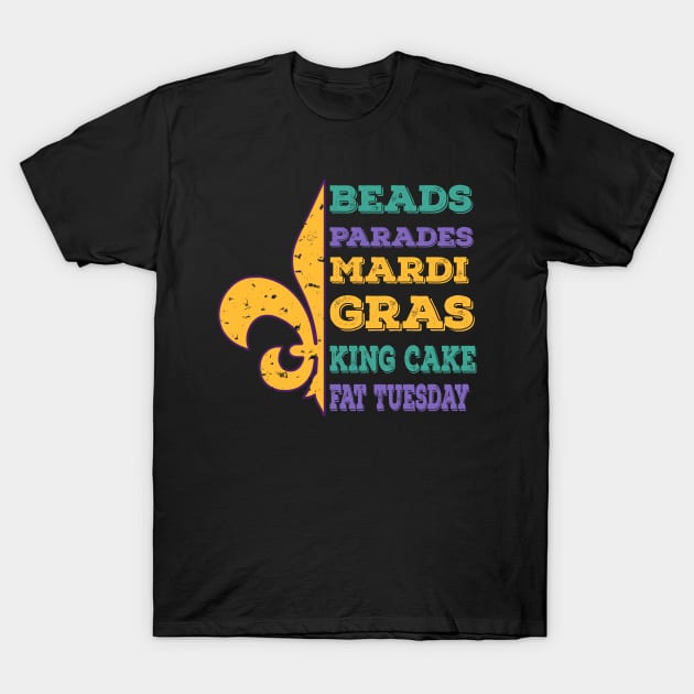 Fleur de lis Mardi Gras T-Shirt by ksrogersdesigns